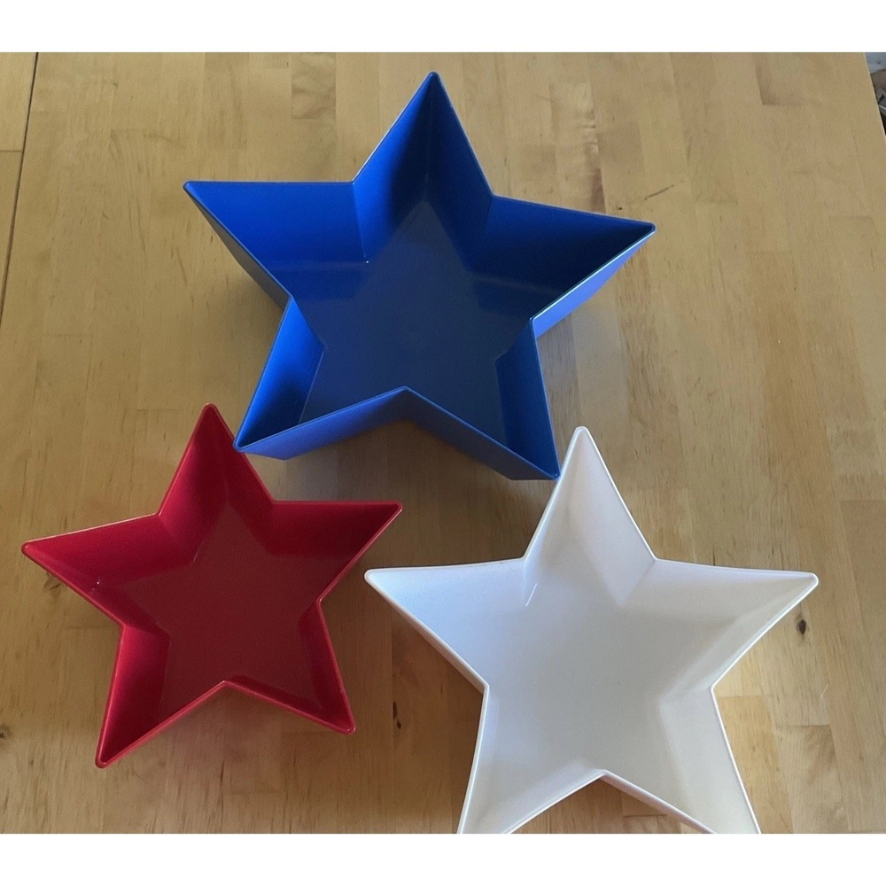 Plastic Patriotic Star Bowls Set of 3 Patriotic Home Decor Americana Kitchen